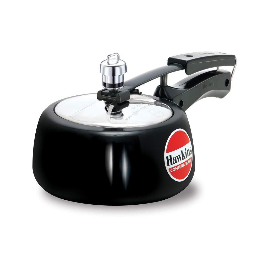 Hawkins Contura Hard Anodised Aluminium Pressure Cooker, 1.5 Liters, Black