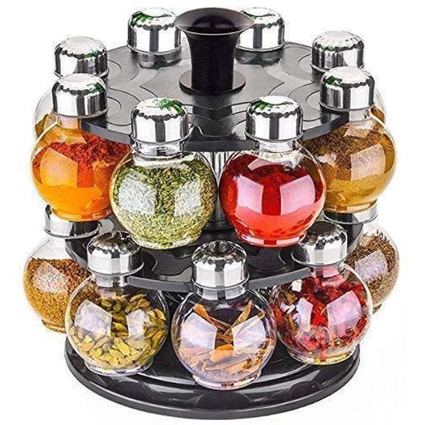 Kitchendesigner Plastic Big Revolving Spice Rack 16 in 1 / Masala Rack Set/Condiment Set/Spice Container