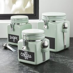 Crate & Barrel Pistachio Clamp Canisters... 3 pis
