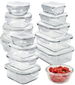 Glass Storage Containers with Lids (13-Pack) - Glass Food Storage Containers Airtight - Glass Containers with Lids - Glass Meal Prep Containers Glass Food Containers by Prep Naturals