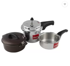 SURYA INTECH ROYALE COOKER-CASSEROLE COMBO Cookware Set (Aluminium, Stainless Steel, 3 - Piece)