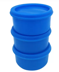 PRINCEWARE - 100 ml Plastic Grocery Container (Pack of 3, Blue)