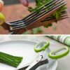 | 5 Layers Scissors Cut Herb Spices Cooking Tools Vegetable, Coriander Leaves Cutter With Cleaning Brush (Multi Color)