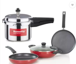 Butterfly Friendly Induction Base Kitchen Starter Kit Induction Bottom Cookware Set (Aluminium, 4 - Piece)