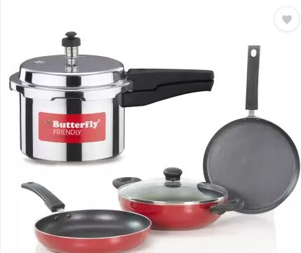 Butterfly Friendly Induction Base Kitchen Starter Kit Induction Bottom Cookware Set (Aluminium, 4 - Piece)