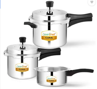Greenchef Coral pressure cooker Combo 5 L, 3 L, 2 L Pressure Cooker (Aluminium)