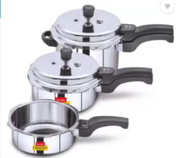 Familia FSS-235 Induction Base Stainless Steel Family Pressure Cooker with Outer Lid (2,3 & 5 Litre) 2 L, 3 L, 5 L Induction Bottom Pressure Cooker (Stainless Steel)