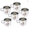 bartan hub Pack of 6 Steel Double walled Tea Cup Set of 6 (stainless steel , Laser Finished , 120 ml) (Steel)