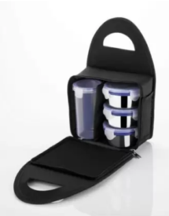 panoramicspot BEST Stainless Steel lock & seal 3 Container with Plastic Bottle Lunch Box Tiffin Set with Bag for Office lunch boxes for office stainless steel lunch boxes for office microwave safe lunch box