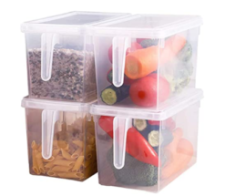 Fridge Storage Containers Produce Saver, 1 Pack x 5L Stackable Refrigerator Organizer Keeper with Handle to Keep Fresh for Produce, Food,Fruits, Vegetables, Meat and Fish,Clear