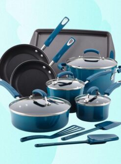 CMARINE BLUE NONSTICK COOKWARE SET - 14 PIECE