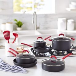 Anodized Non-Stick 12-Piece Cookware Set, Red - Pots, Pans and Utensils