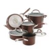 BROWN Cookware Set, Nonstick Pots and Pans Set, 10 Piece, Thermo-Spot Heat Indicator