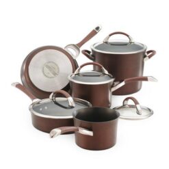 BROWN Cookware Set, Nonstick Pots and Pans Set, 10 Piece, Thermo-Spot Heat Indicator