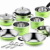 Bottom 14 pcs Gift Pack (Green) Induction Bottom Cookware Set (Steel, 14 - Piece)